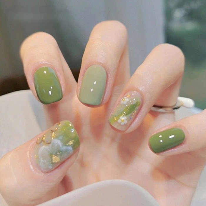 Hình ảnh nail màu xanh bơ 3