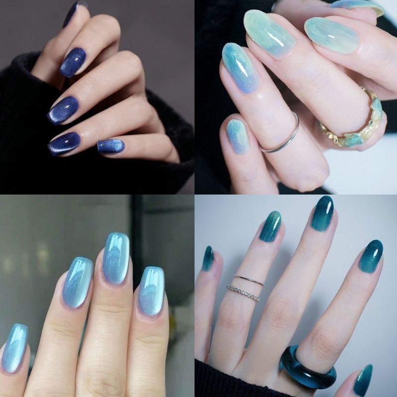 Mẫu nail xanh dương cuốn hút