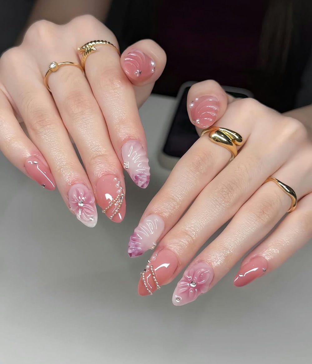 Nail màu hồng ngọt ngào