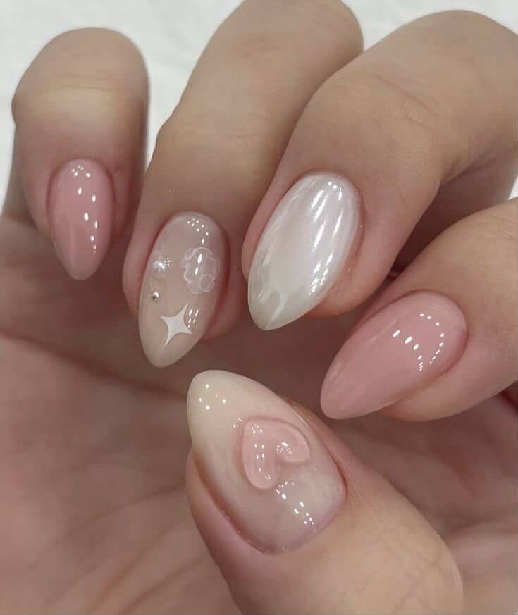 Nail màu hồng nữ tính