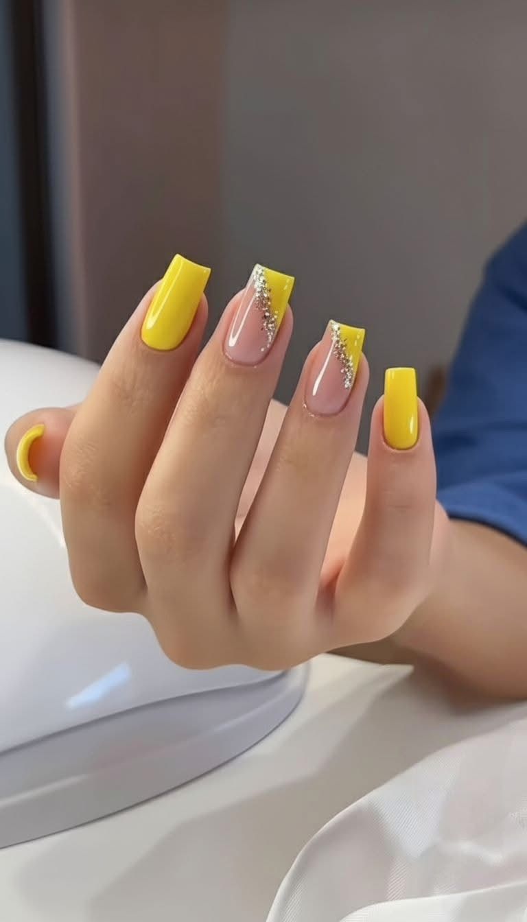 Nail màu vàng nhẹ nhàng