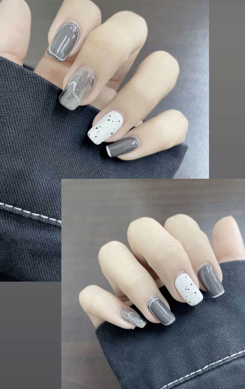 Nail màu xám hiện đại