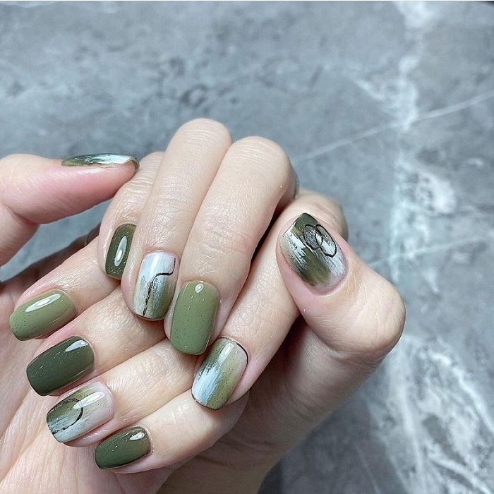 Nail màu xanh bơ 1
