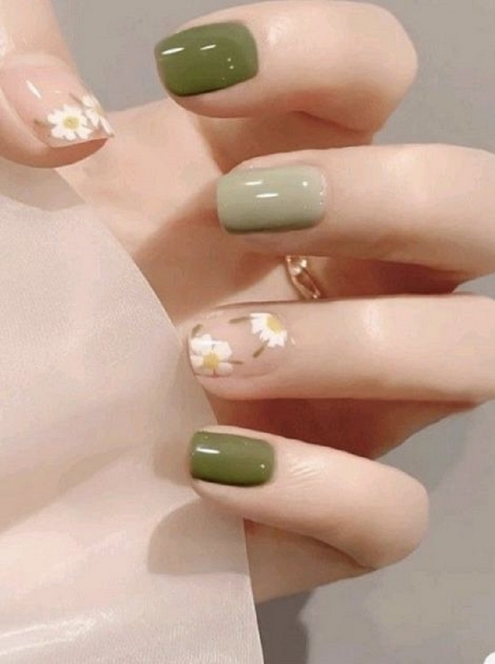 Nail mau xanh bo 1