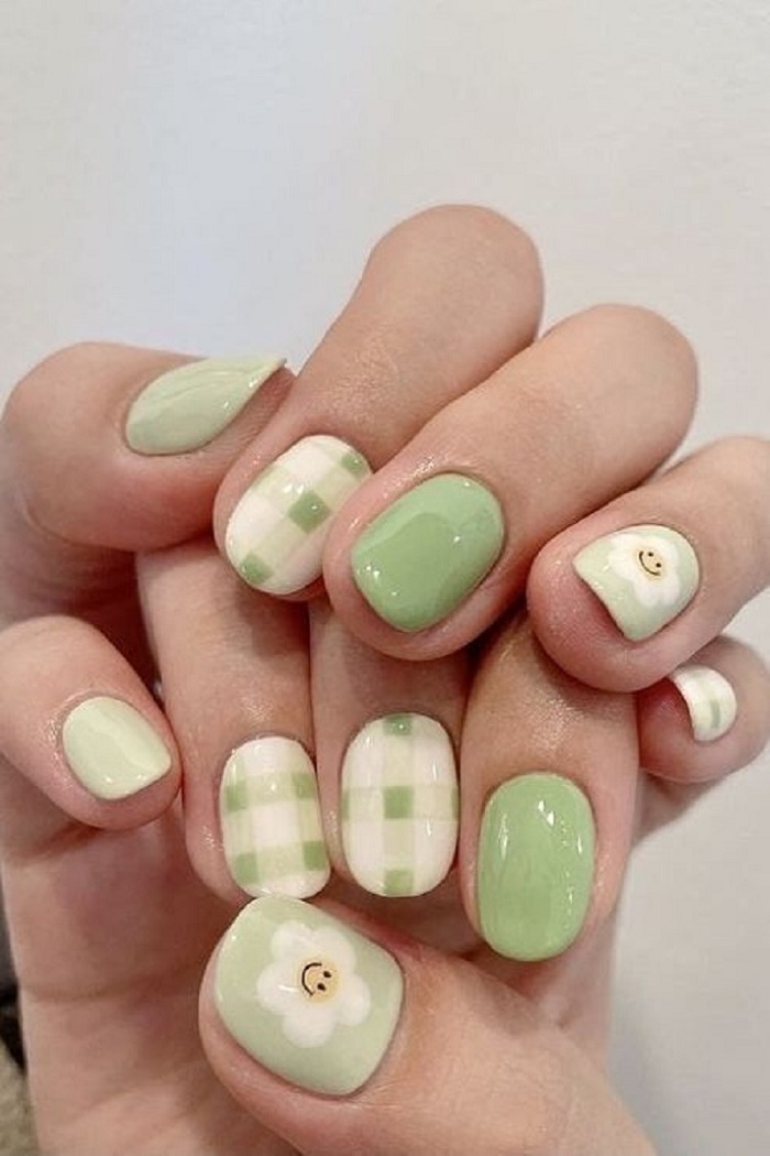 Nail mau xanh bo 5