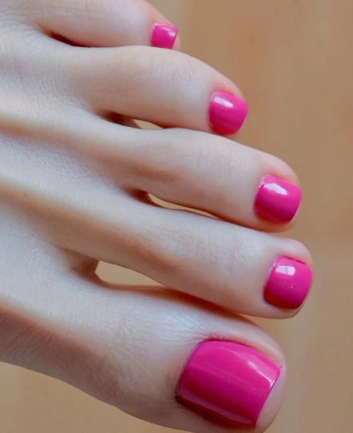 ảnh nail chân màu hồng