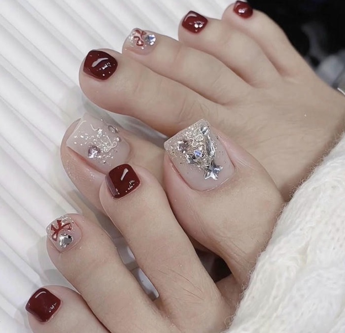 ảnh nail chân màu thạch cao cấp