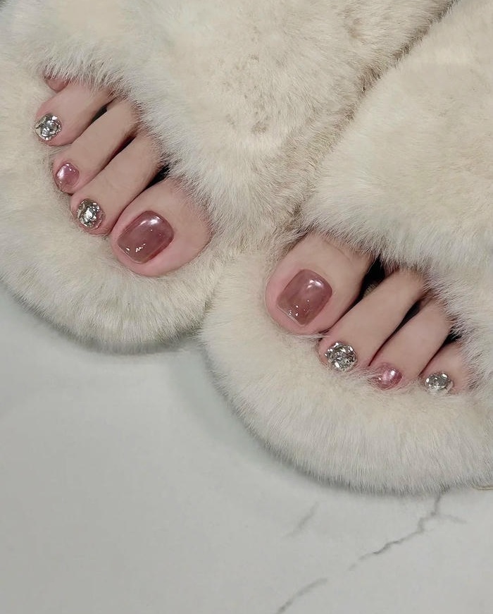 ảnh nail chân màu thạch sang