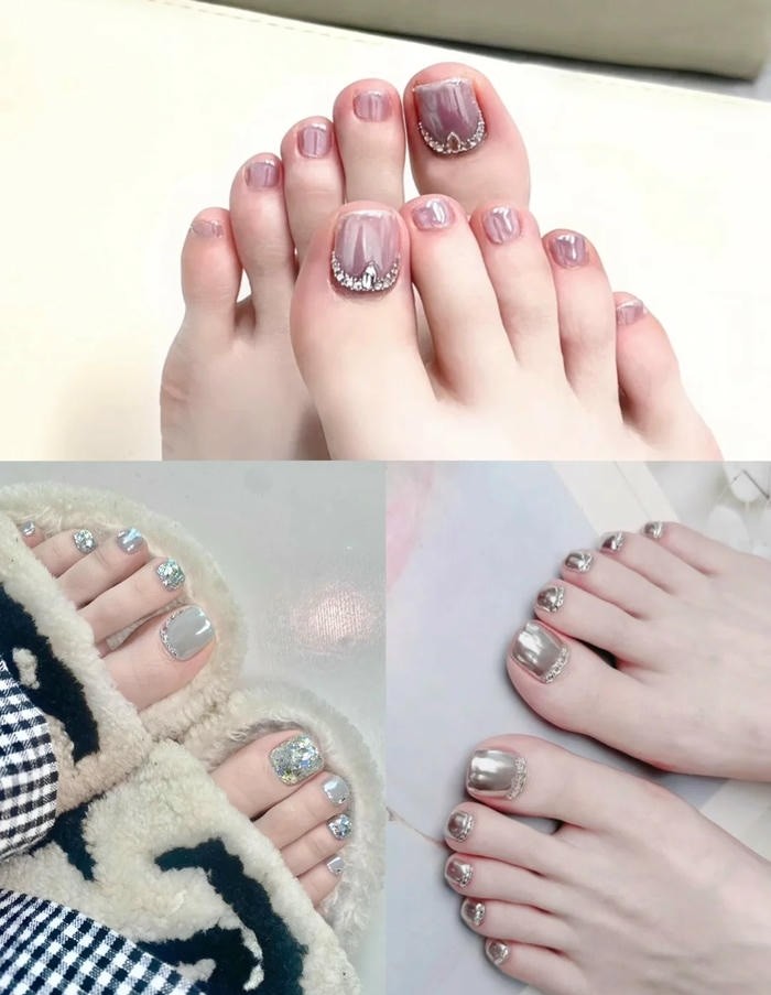 ảnh nail chân tráng gương cao cấp