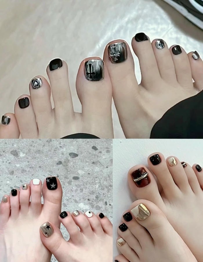 ảnh nail chân tráng gương chất