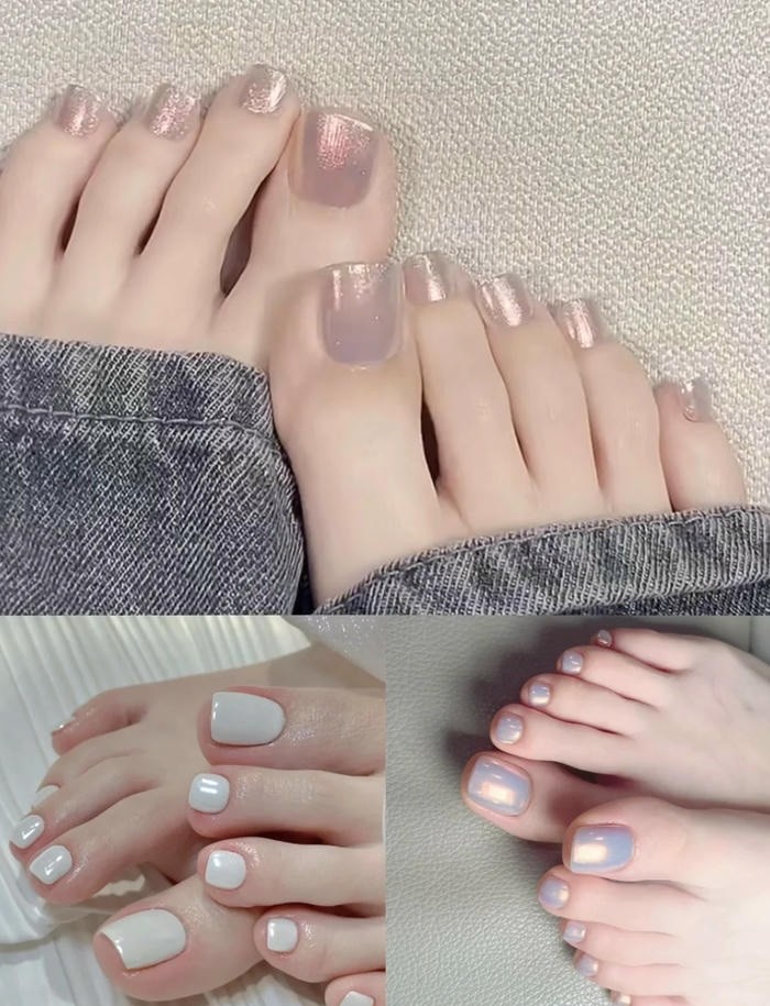 ảnh nail chân tráng gương hiện đại