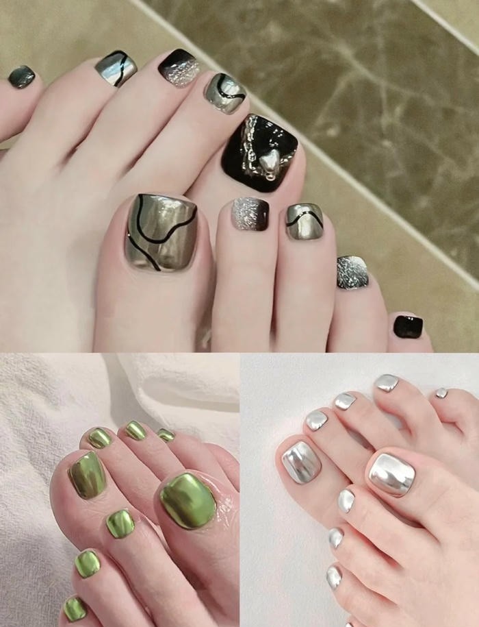 ảnh nail chân tráng gương mới