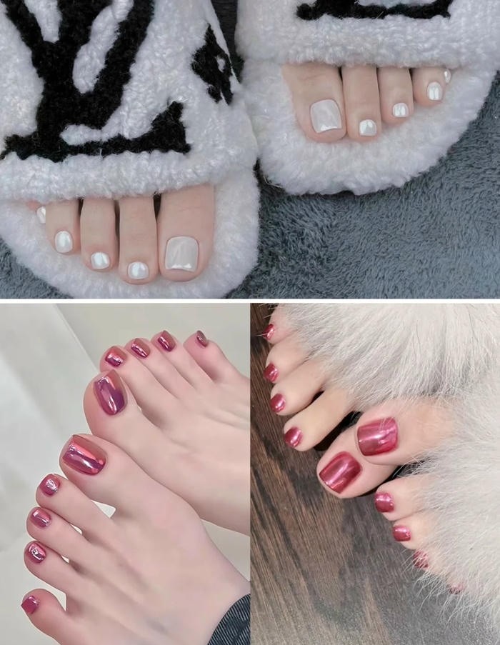 ảnh nail chân tráng gương xịn