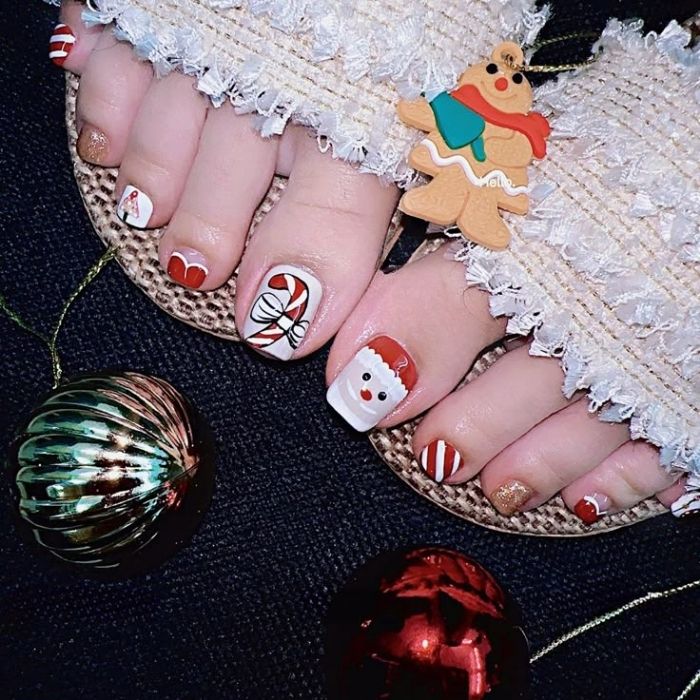 bộ móng chân noel đẹp