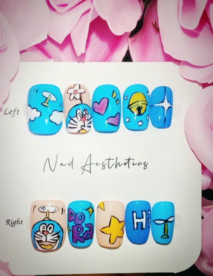 hình nail vẽ doraemon cực đẹp