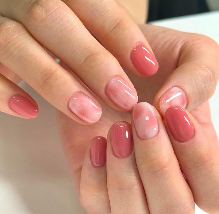 mẫu móng ngắn đẹp hồng