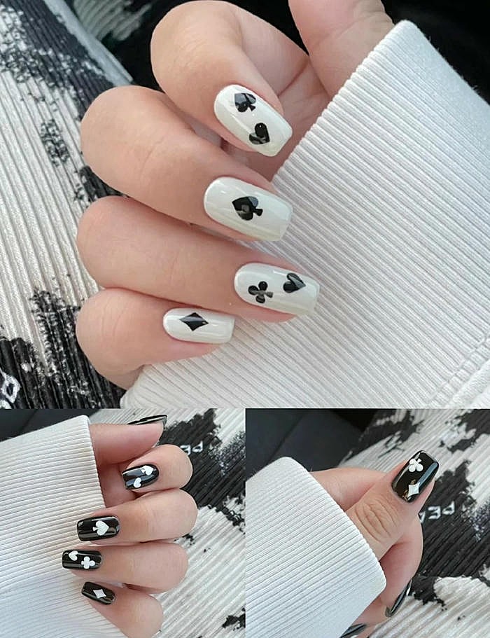 mẫu nail bộ bài dễ làm