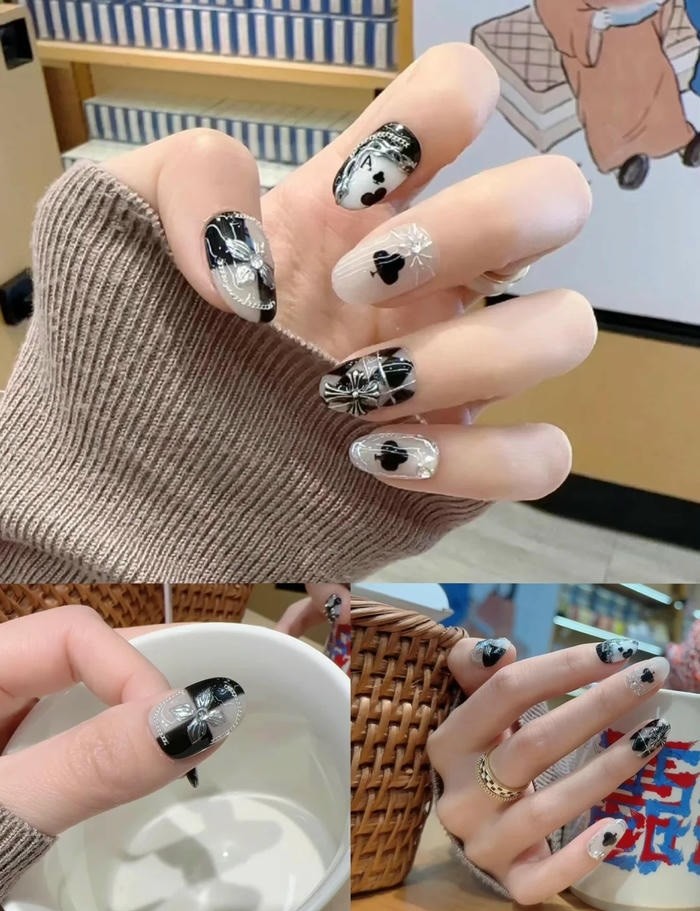 mẫu nail bộ bài phong cách