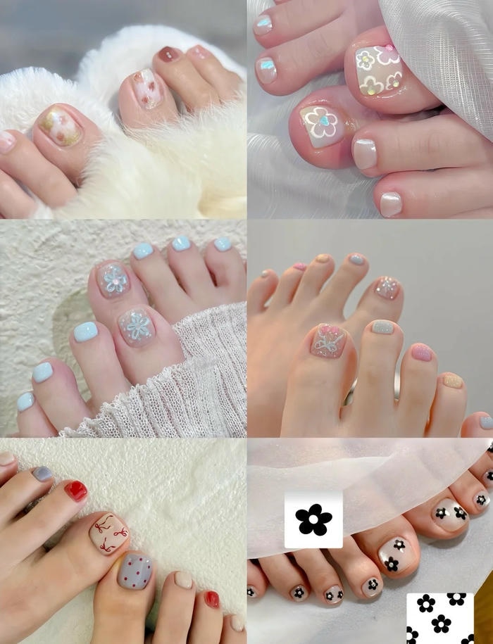 mẫu nail chân hoa đẹp