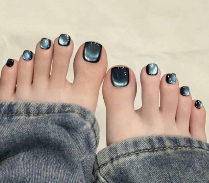mẫu nail chân mắt mèo