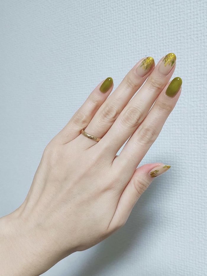 mẫu nail chân màu xanh lá