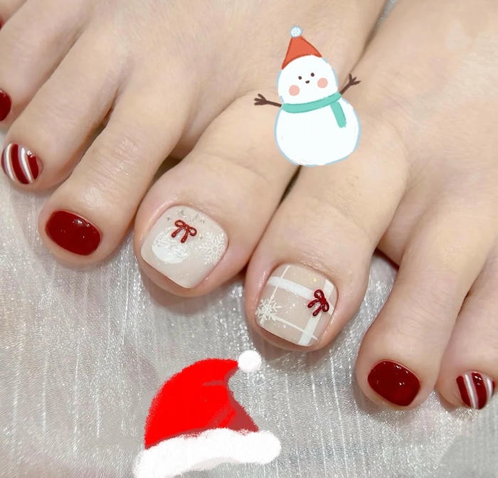 mẫu nail chân noel