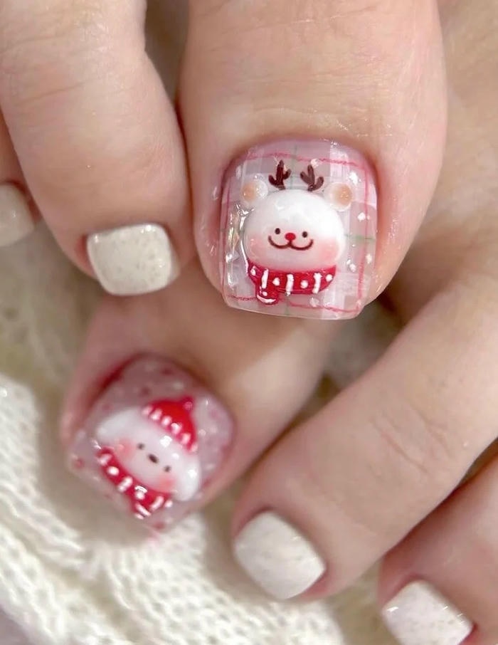 mẫu nail chân noel dễ thương