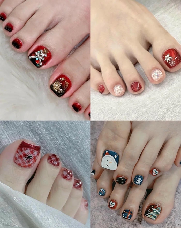 mẫu nail chân noel xinh