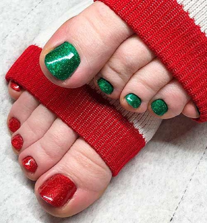 mẫu nail chân noel