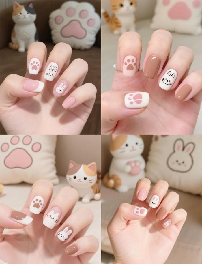 mẫu nail con vật đáng yêu