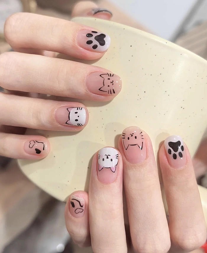 mẫu nail con vật dễ dàng
