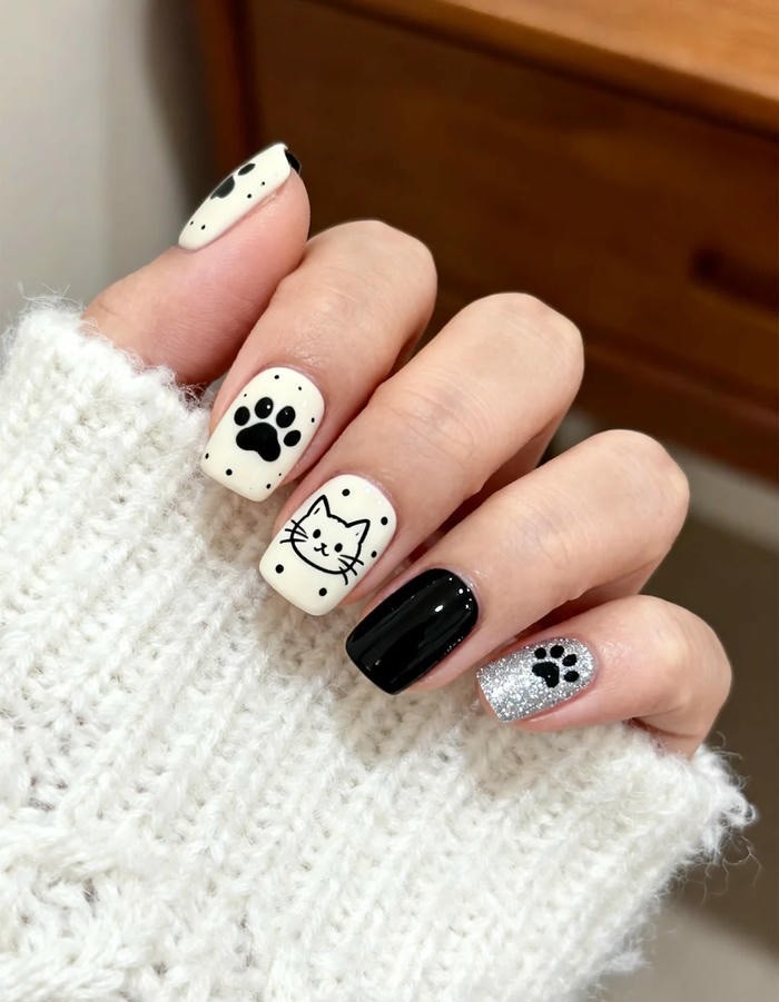 mẫu nail con vật tinh tế