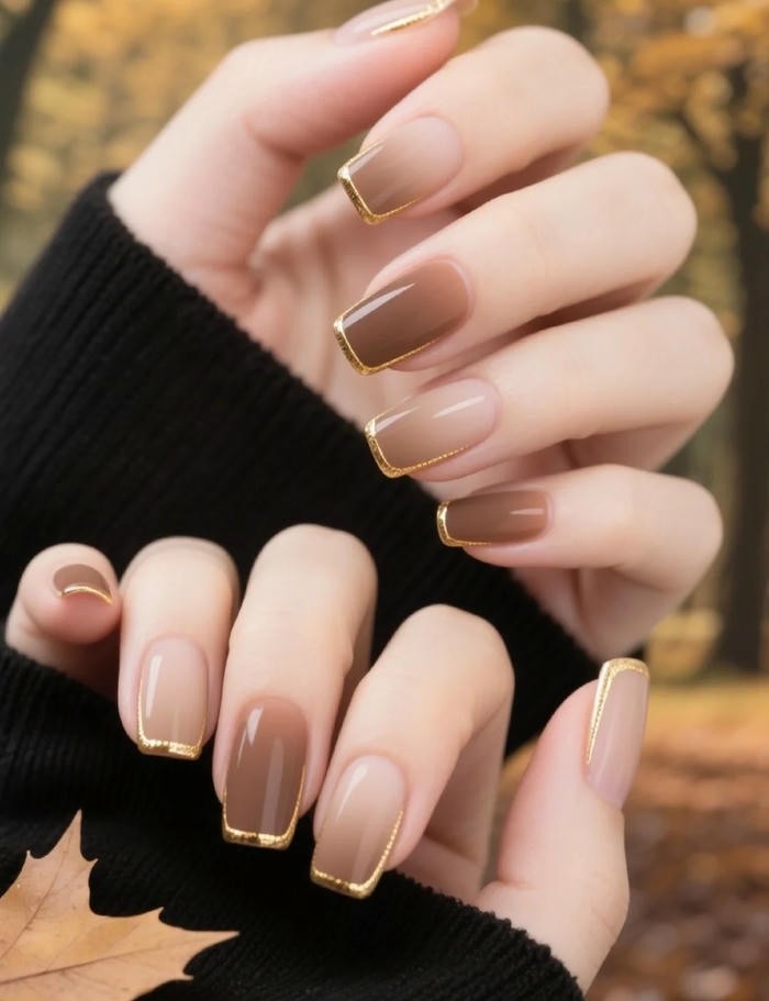 mẫu nail màu nâu bóng đẹp