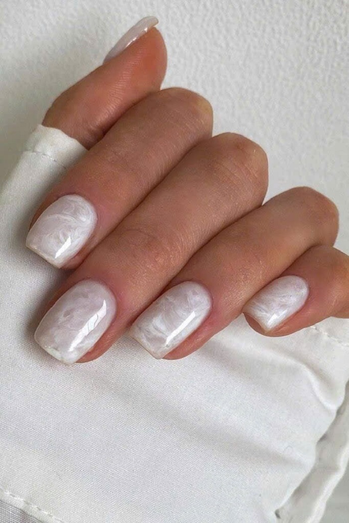 mẫu nail nơ trắng