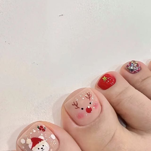mẫu nail noel chân
