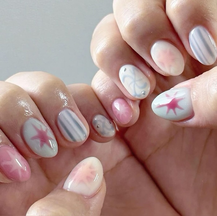 mẫu nail sơn thạch nhẹ nhàng