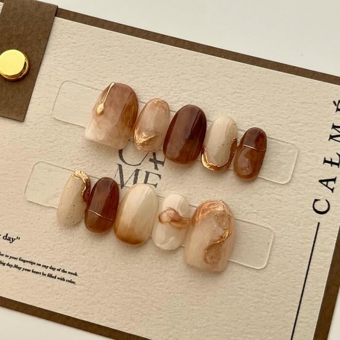 mẫu nail thạch nâu