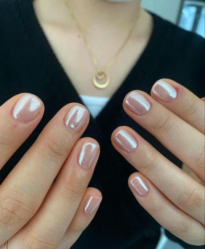 mẫu nail trắng gương