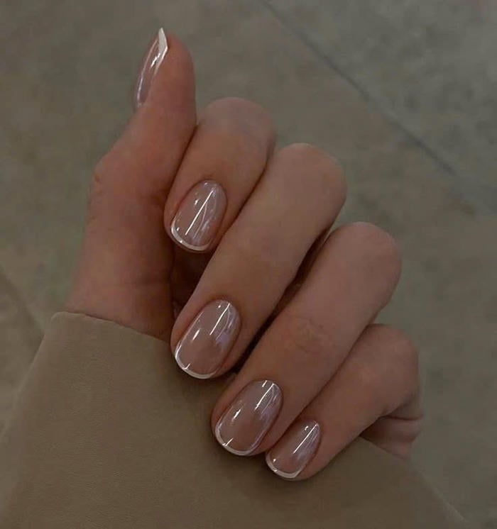 mẫu nail trắng gương siêu