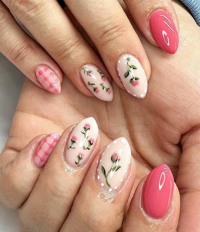 mẫu nail vẽ hoa cúc đẹp