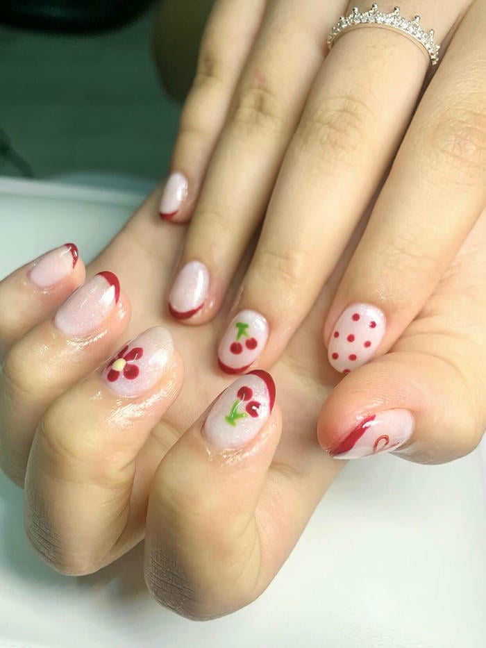 mẫu nail vẽ hoa đơn giản