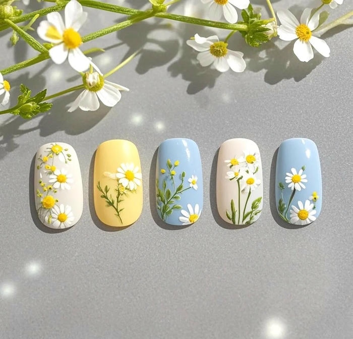 mẫu nail vẽ hoa nổi bật