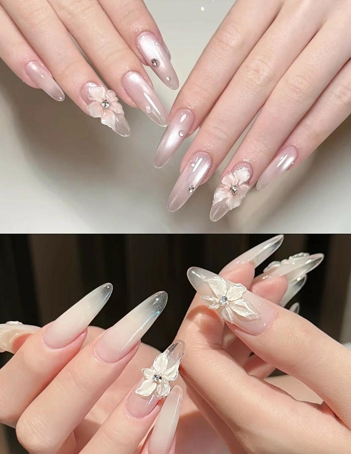 mẫu nail vẽ hoa xinh đẹp
