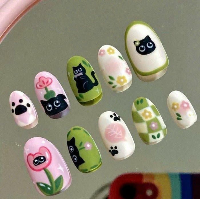 mẫu nail vẽ hoa