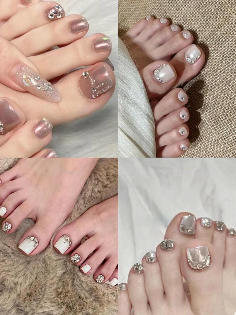 nail chân đính đá sang chảnh