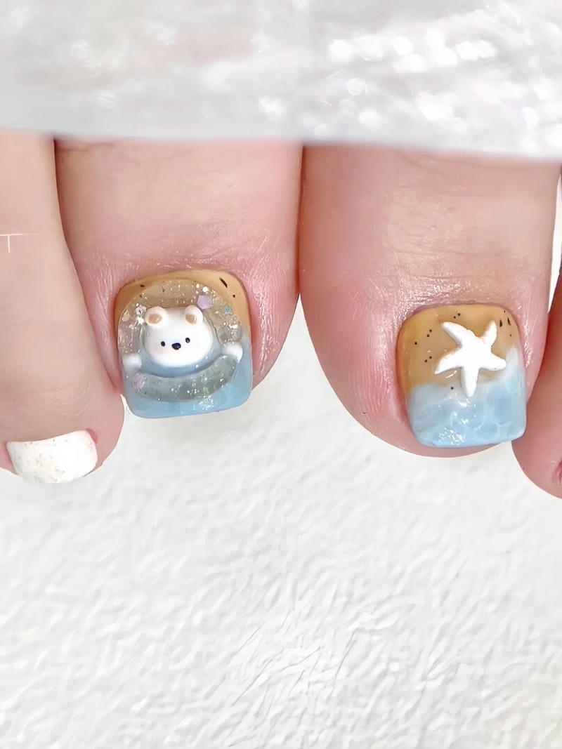 nail chân họa tiết gấu cực chất