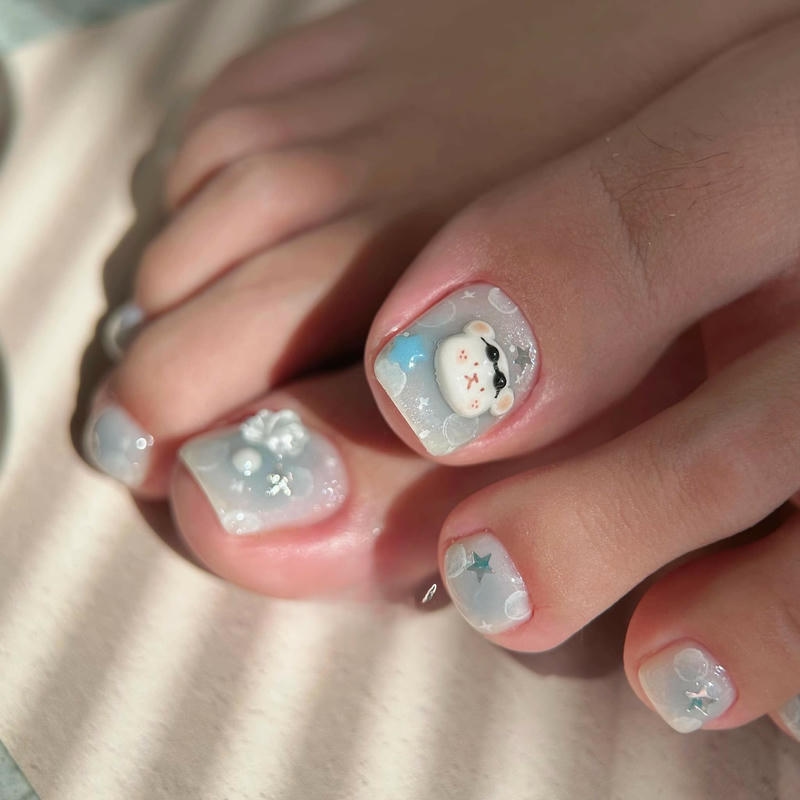 nail chân họa tiết gấu cực hot