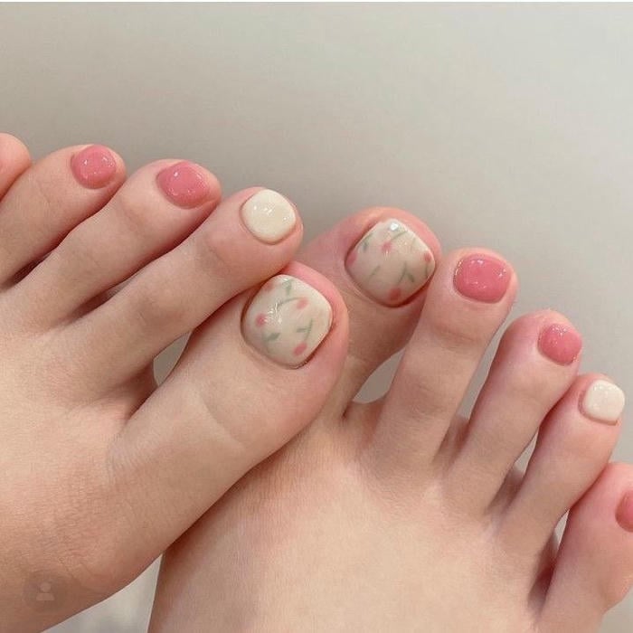 nail chân hồng cực đẹp