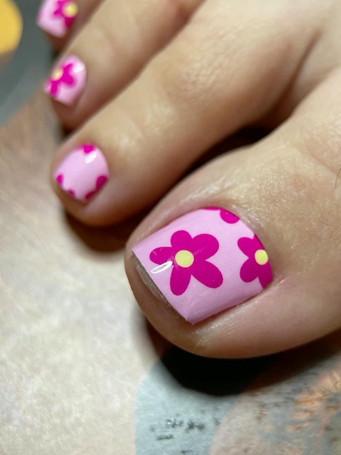 nail chân màu hồng siêu đẹp