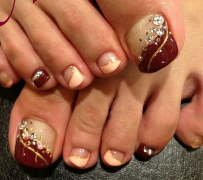 nail chân màu nâu tây